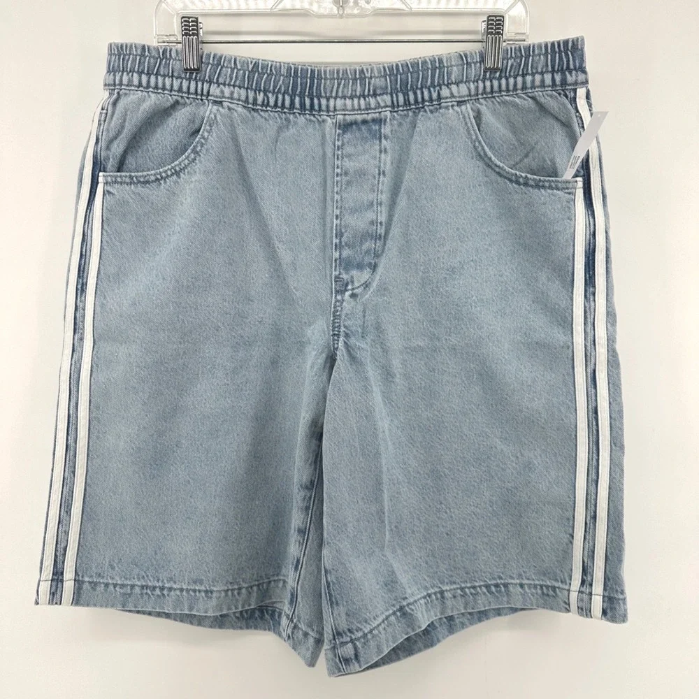 Gap Easy Denim Long Shorts Light Indigo Side Stripe 896140-00 Womens Large NWT